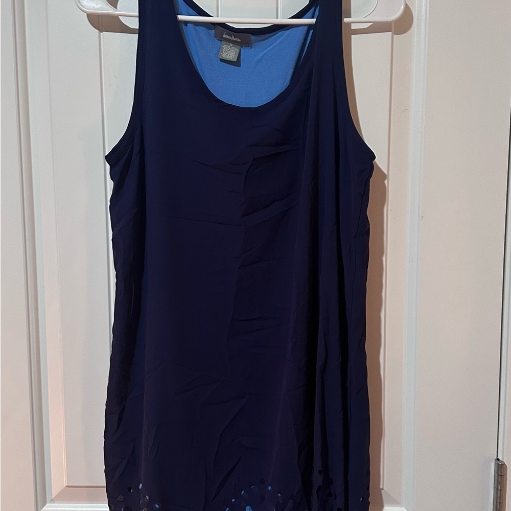 Neiman Marcus Blue Tank Dress Top Classic Sleeveless Design Small